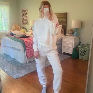 White & Pink Sequin Star Sweatsuit